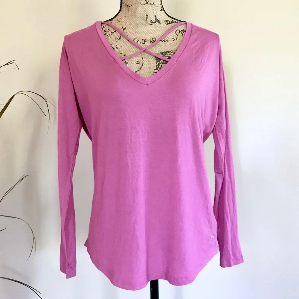 NWT Victoria’s Secret PINK Super Soft Criss Cross Long Sleeve Tee – (XS)